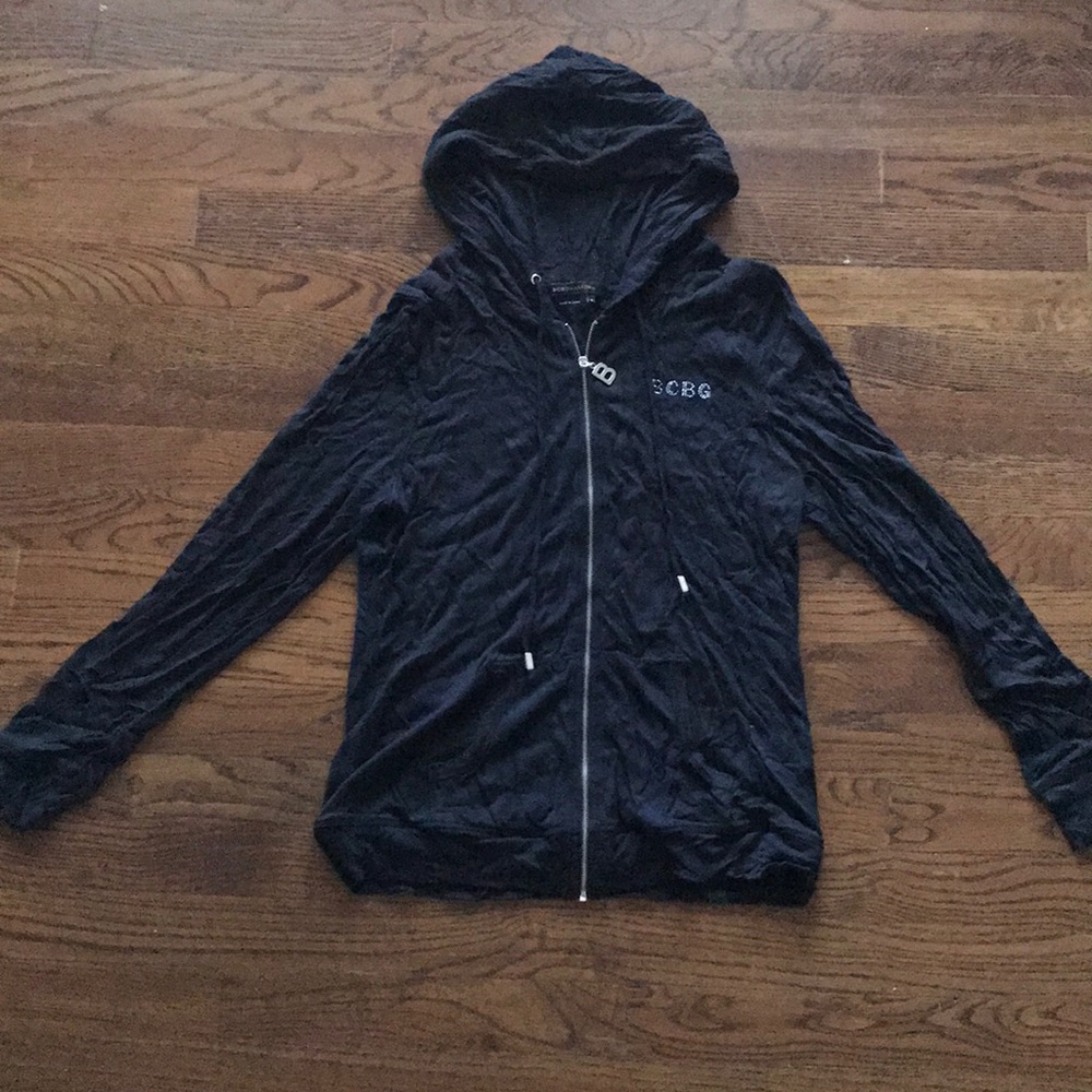 bcbg black zip up hoodie
